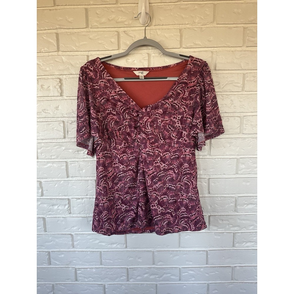 Terra & Sky 1X‎ Burgundy Pink Abstract Y2K 90s Grunge Babydoll Top